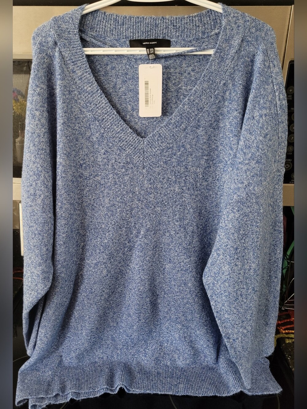 Vero Moda Heathered Light Blue V-Neck Sweater